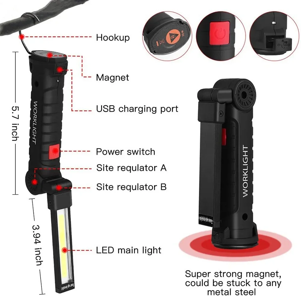 Linterna LED COB portátil, luz - Renewable Energy Battery reseña y precio